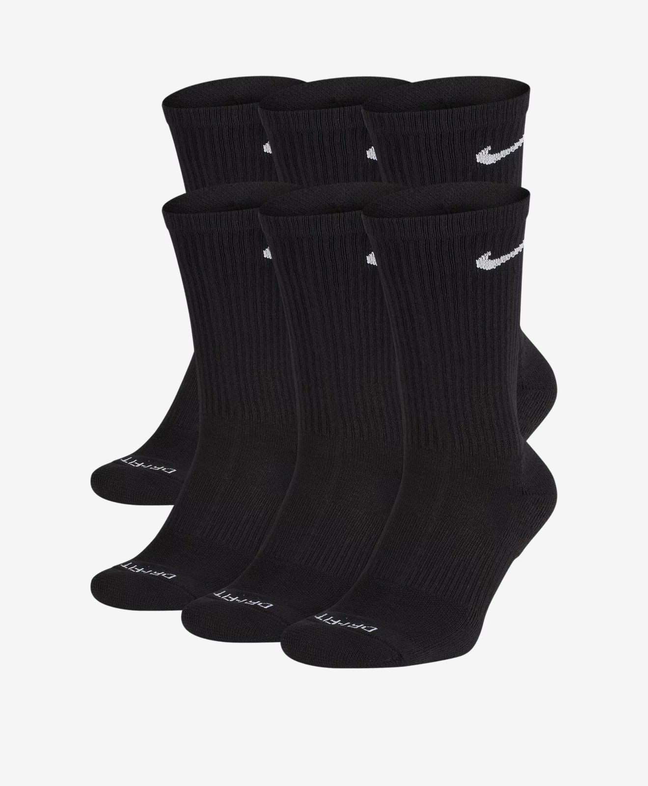 Nike 6-Pack Everyday Plus Cushioned Crew Socks – Black